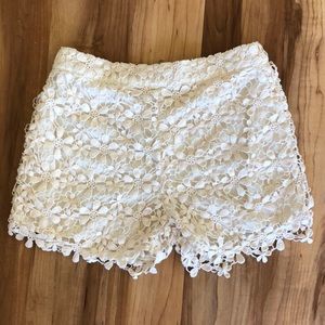 Ellison floral overlay cream color shorts
